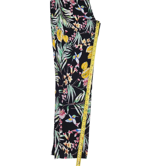 Peck & Peck Tropical Print Pants Women’s Size 8 Black Floral Bird Palm Leaf Slim - Picture 8 of 10